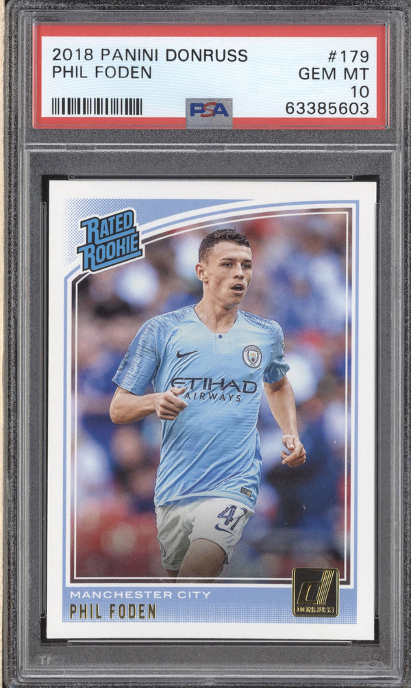 Phil Foden 2018-19 Panini Donruss Soccer 179 RC PSA 10