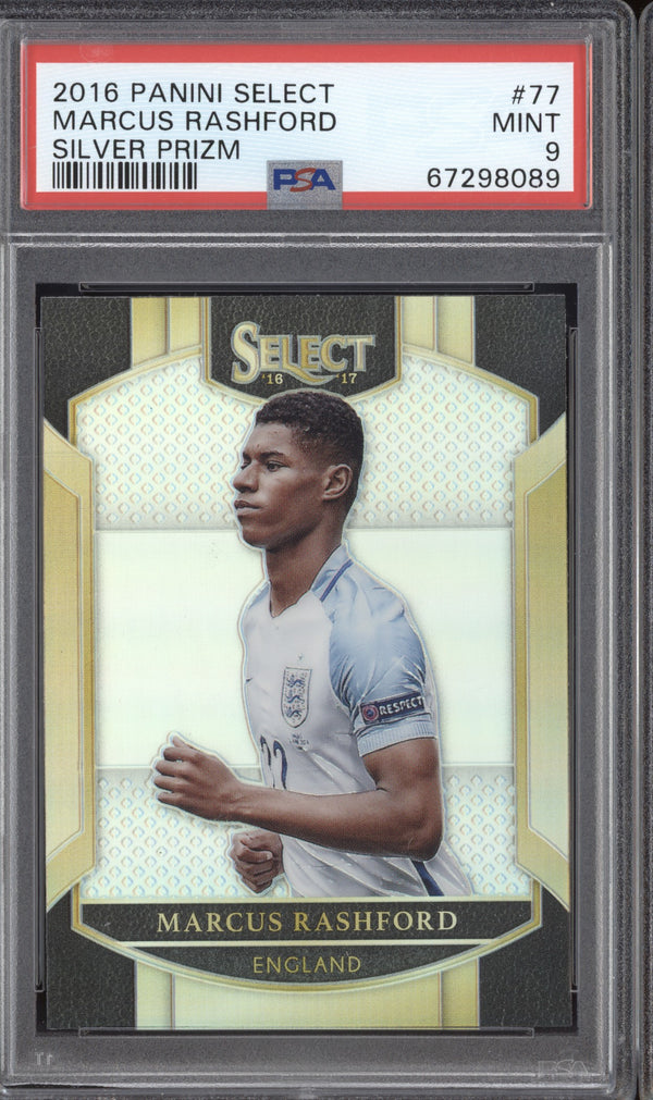 Marcus Rashford 2016 Panini Select 77 Silver Prizm RC PSA 9