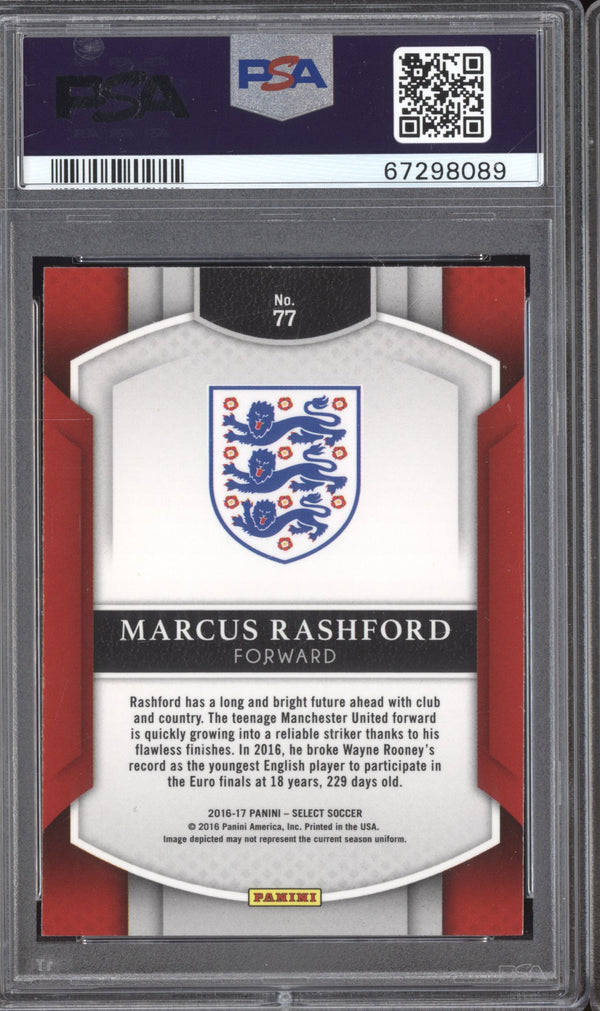 Marcus Rashford 2016 Panini Select 77 Silver Prizm RC PSA 9