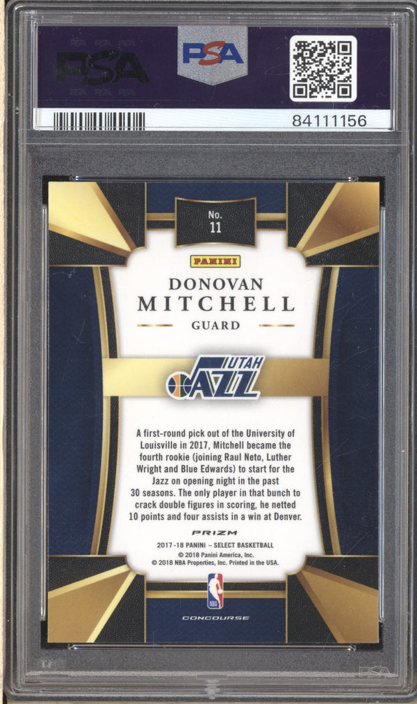 Donovan Mitchell 2017-18 Panini Select 11 Concourse Silver RC PSA 10