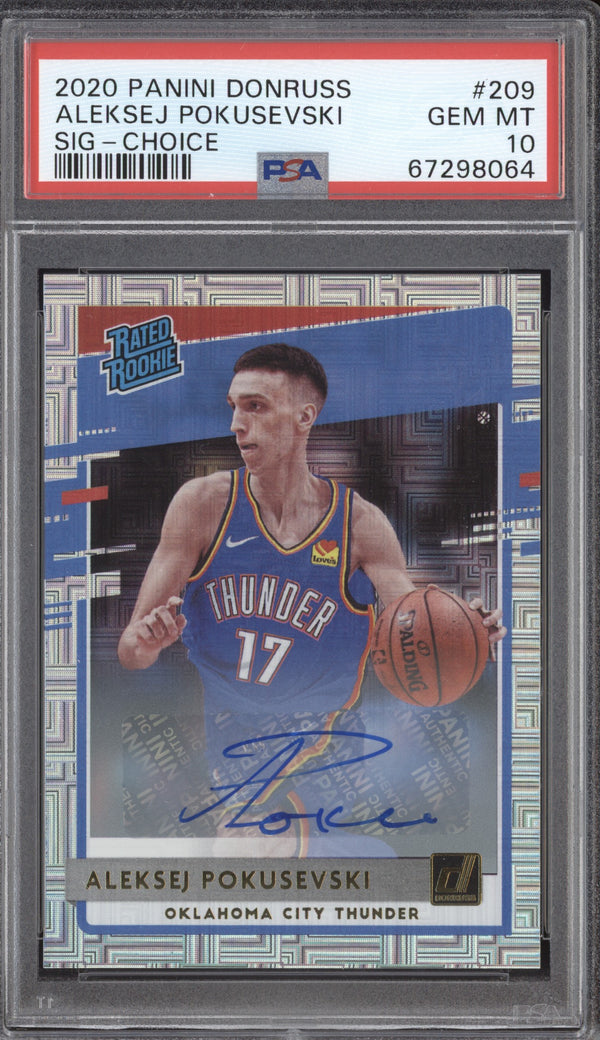 Aleksej Pokusevski 2020-21 Panini Donruss 209 Rated Rookies Signatures Choice RC PSA 10