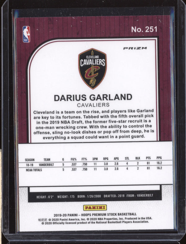 Darius Garland 2019-20 Panini Hoops Premium Stock 251 Silver RC