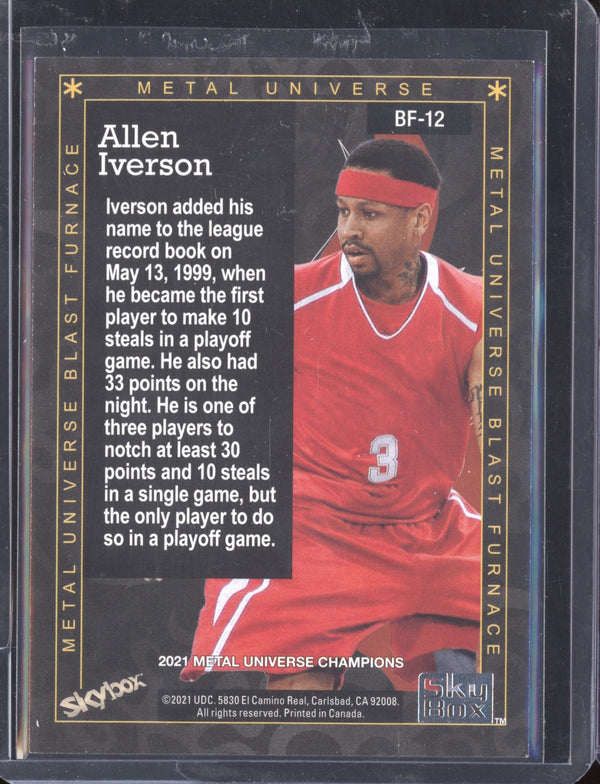 Allen Iverson 2021 Skybox Metal Universe Champions BF-12 Blast Furnace