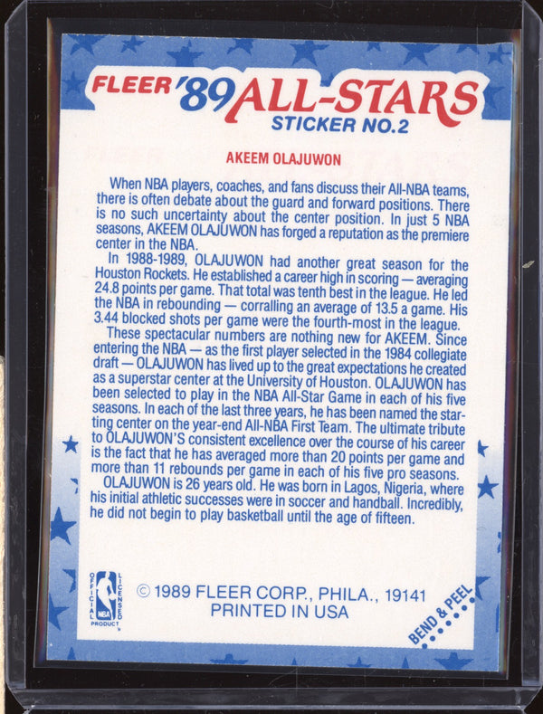 Akeem Olajuwon 1989-90 Fleer  2 Sticker