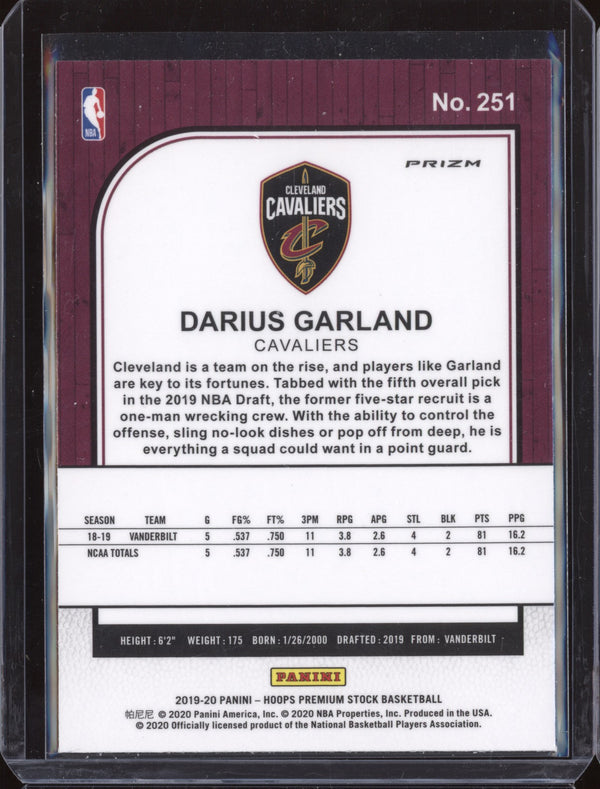 Darius Garland 2019-20 Panini Hoops Premium Stock 251 Lazer RC