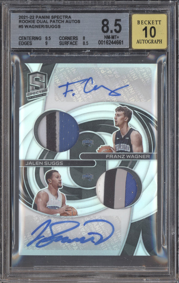 Franz Wagner Jalen Suggs 2021-22 Panini Spectra RDP-FJS Rookie Dual Patch Auto 2/25 BGS 8.5/10