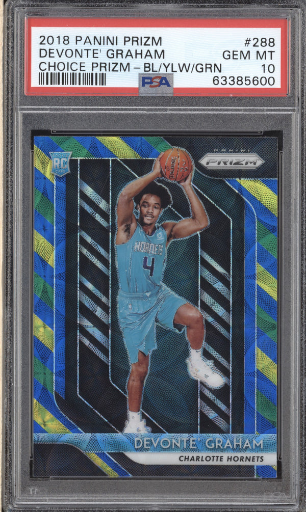 Devonte' Graham 2018-19 Panini Prizm 288 Choice Blue Yellow Green RC PSA 10