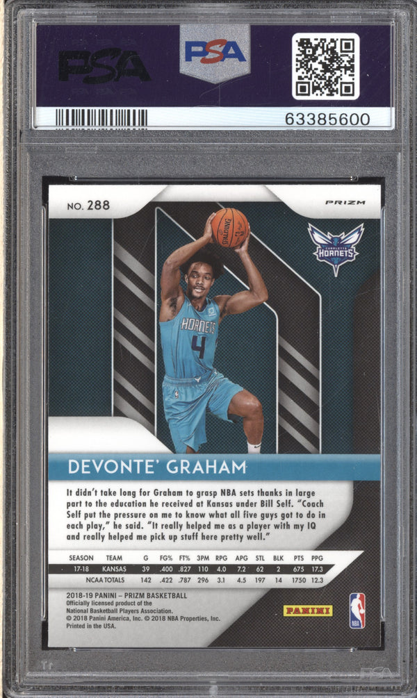 Devonte' Graham 2018-19 Panini Prizm 288 Choice Blue Yellow Green RC PSA 10