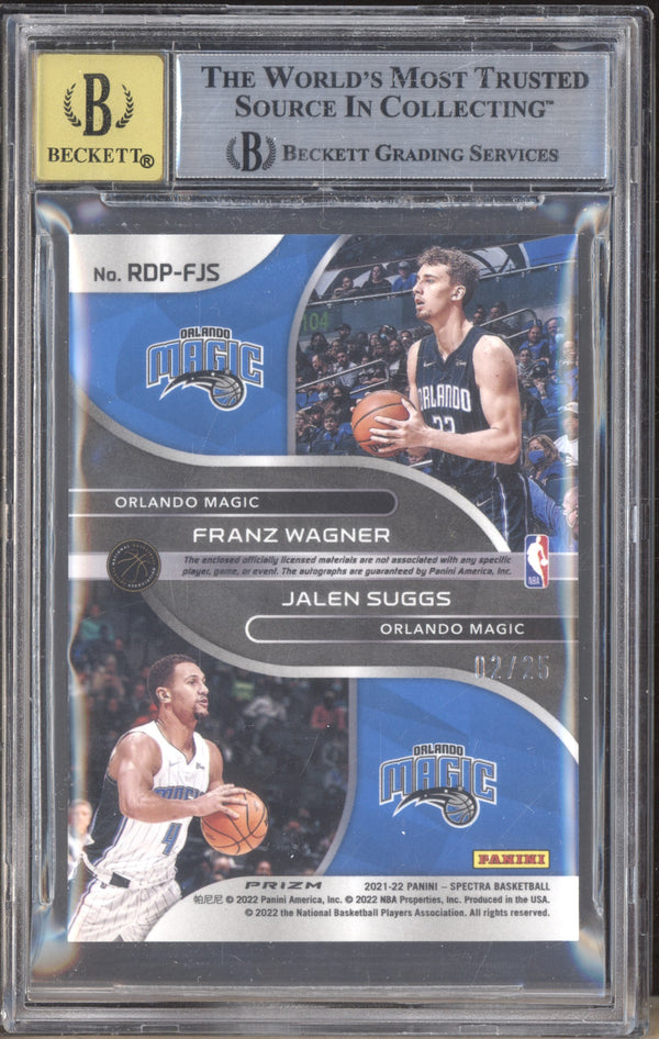 Franz Wagner Jalen Suggs 2021-22 Panini Spectra RDP-FJS Rookie Dual Patch Auto 2/25 BGS 8.5/10