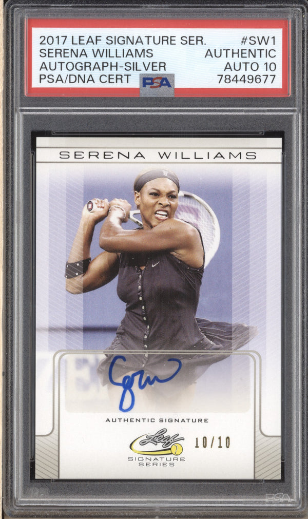 Serena Williams 2017 Leaf Signature Series BA-SW1 Silver Auto 10/10 PSA Authentic/10