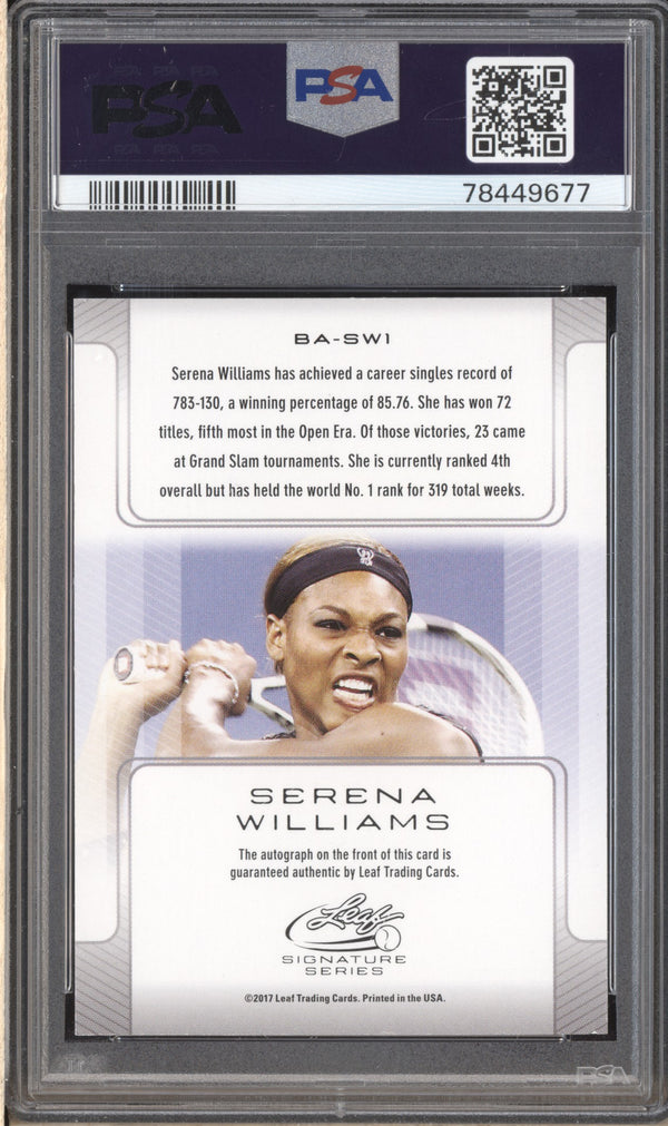 Serena Williams 2017 Leaf Signature Series BA-SW1 Silver Auto 10/10 PSA Authentic/10