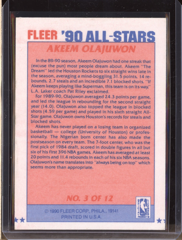 Akeem Olajuwon 1990-91 Fleer  3 All-Stars