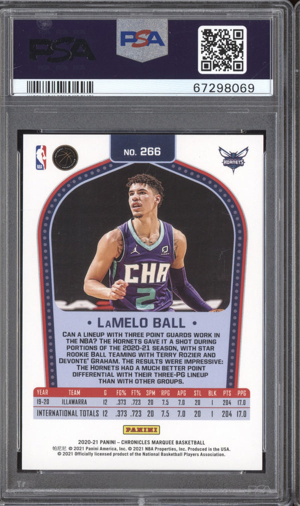 LaMelo Ball 2020-21 Panini Chronicles 266 Marquee Red RC 99/149 PSA 9