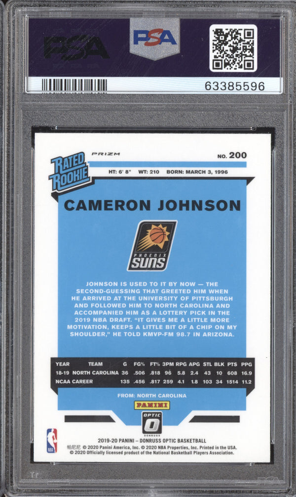 Cameron Johnson 2019-20 Panini Donruss Optic 200 Fanatics RC PSA 9