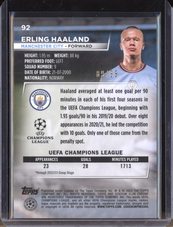 Erling Haaland 2022-23 Topps Stadium Club Chrome 92 Green 89/99