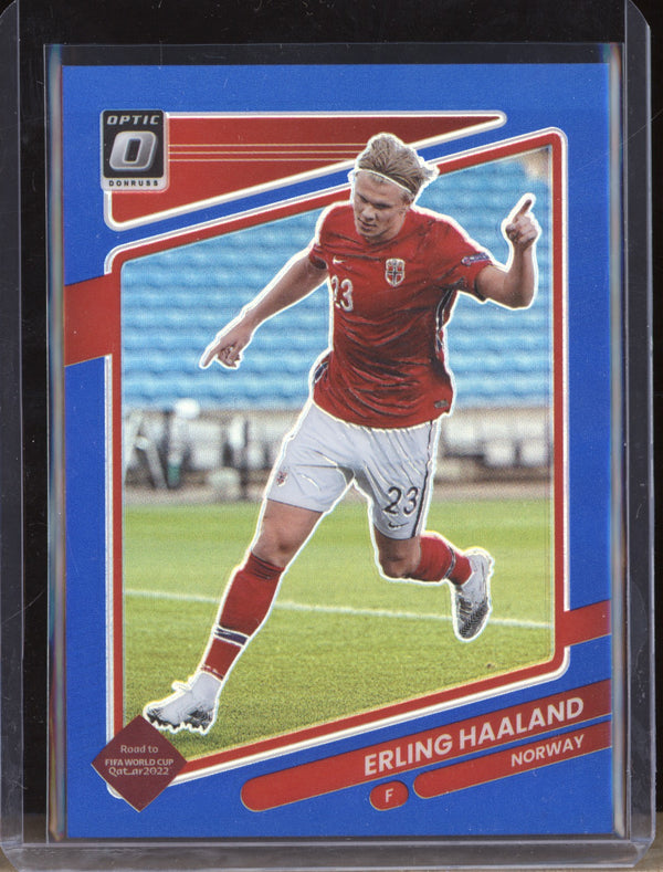 Erling Haaland 2021-22 Panini Donruss Soccer 100 Optic Blue 65/99