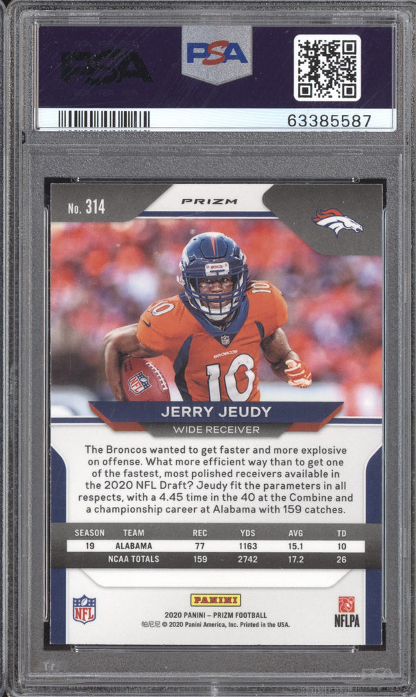 Jerry Jeudy 2020 Panini Prizm 314 Red White Blue RC PSA 9