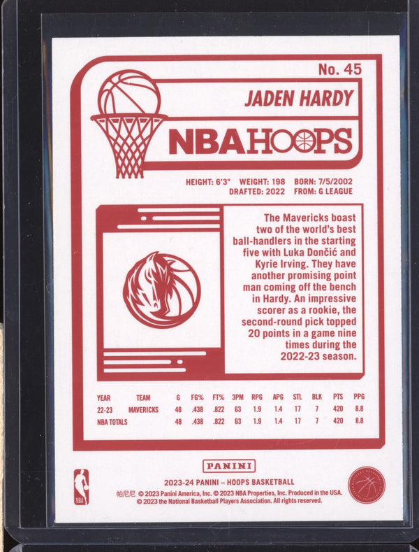 Jaden Hardy 2023-24 Panini Hoops 45 Red Back