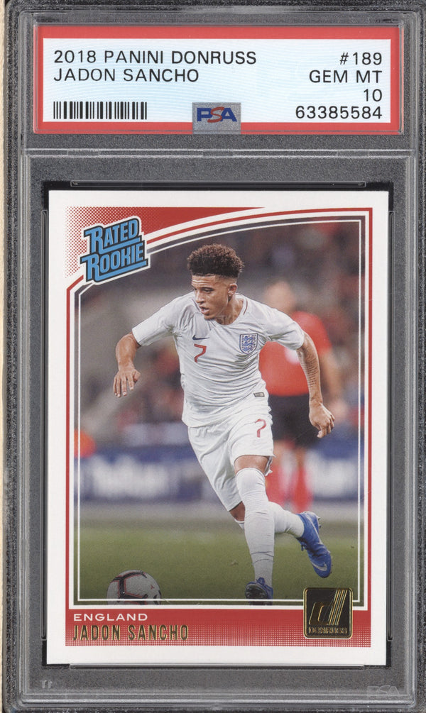 Jadon Sancho 2018-19 Panini Donruss Soccer 189 RC PSA 10