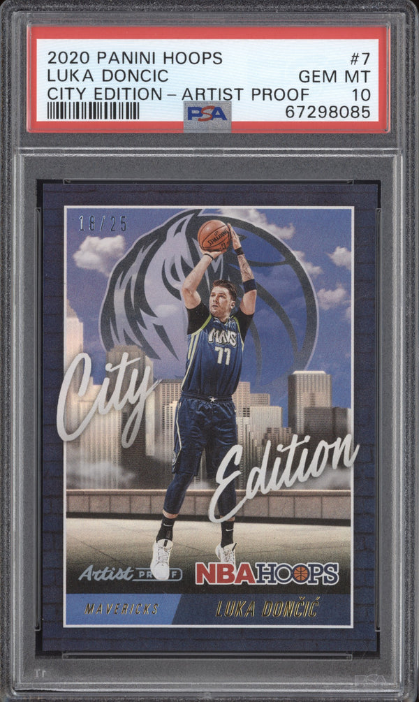 Luka Doncic 2020-21 Panini Hoops 7 City Edition Artist Proof 18/25 PSA 10