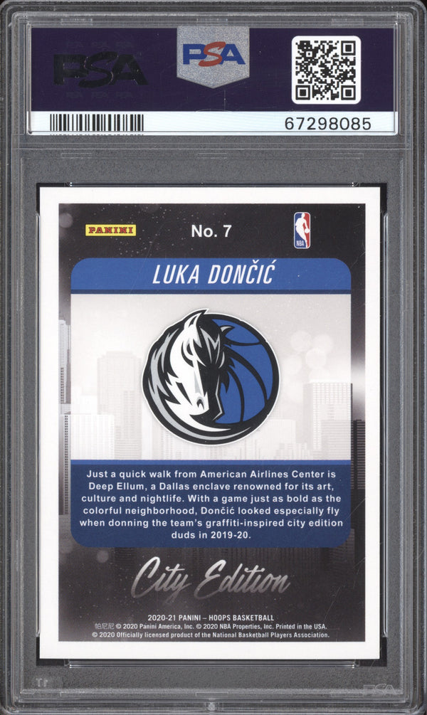 Luka Doncic 2020-21 Panini Hoops 7 City Edition Artist Proof 18/25 PSA 10