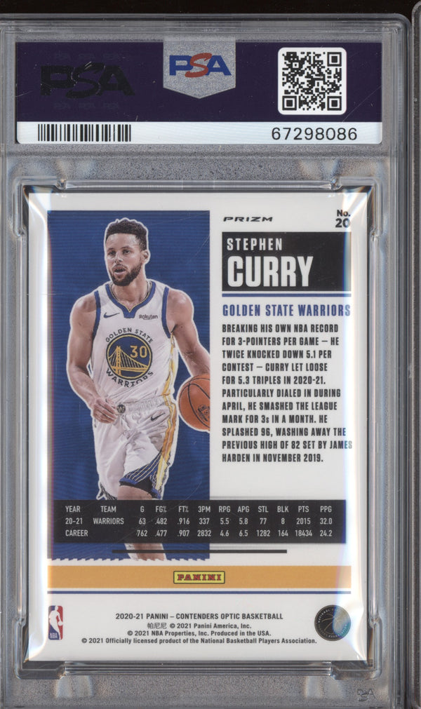 Stephen Curry 2020-21 Panini Contenders Optic 20 Red PSA 10