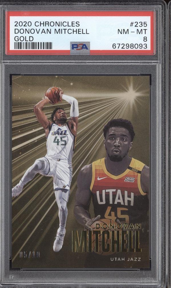 Donovan Mitchell 2020-21 Panini Chronicles 235 Essentials Gold 05/10 PSA 8