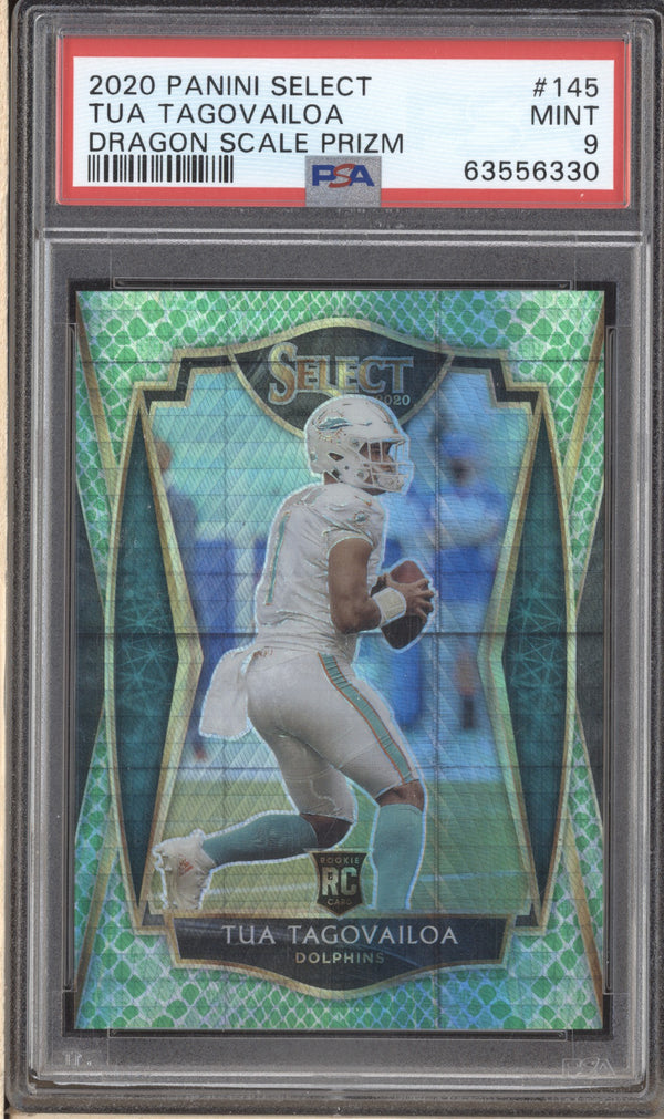 Tua Tagovailoa 2020 Panini Select 145 Dragon Scale Premier Level RC 9/67 PSA 9