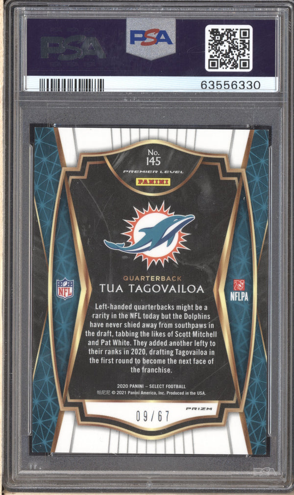 Tua Tagovailoa 2020 Panini Select 145 Dragon Scale Premier Level RC 9/67 PSA 9