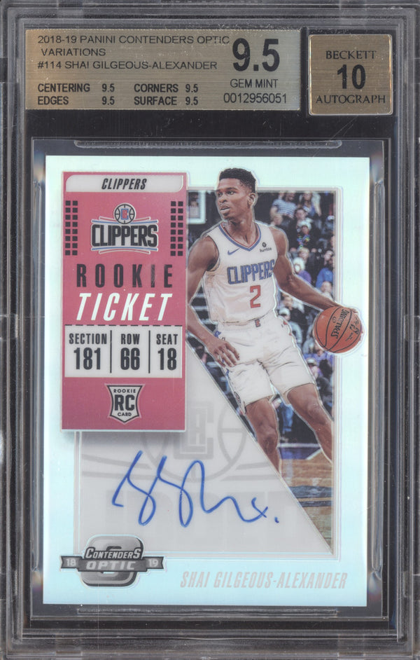 Shai Gilgeous-Alexander 2018 Panini Contenders Optic Ticket Auto BGS 9.5/10