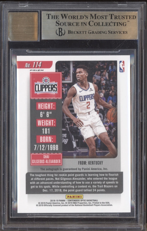 Shai Gilgeous-Alexander 2018 Panini Contenders Optic Ticket Auto BGS 9.5/10