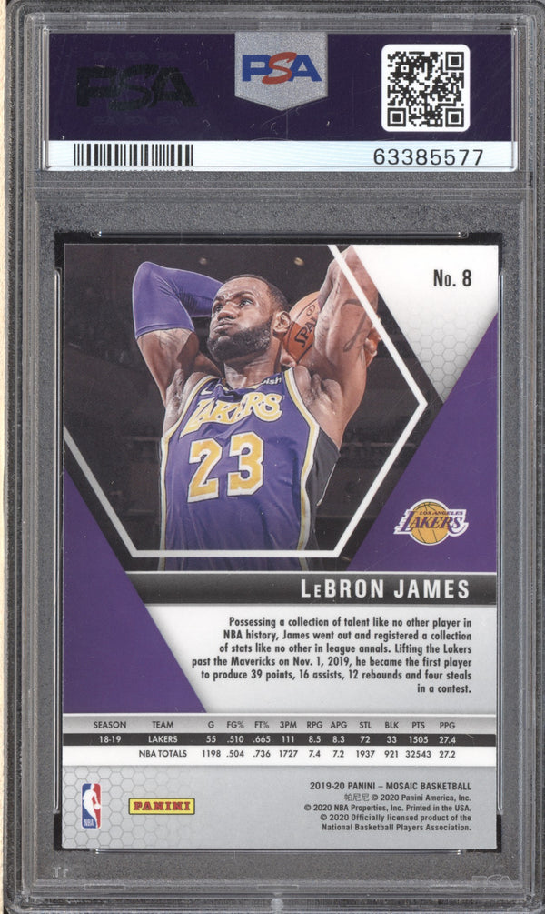 LeBron James 2019-20 Panini Mosaic 8 PSA 10