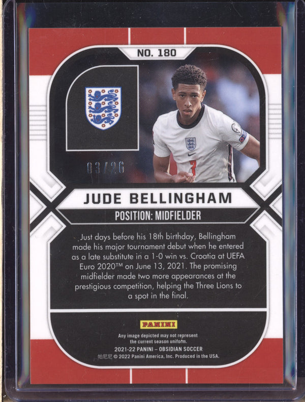 Jude Bellingham 2021-22 Panini Obsidian 180 Red Pulsar 3/26