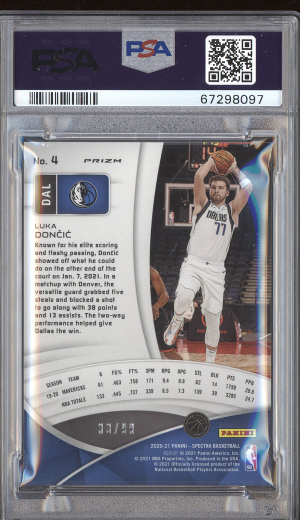 Luka Doncic 2020-21 Panini Spectra 4 Celestial 33/99 PSA 8