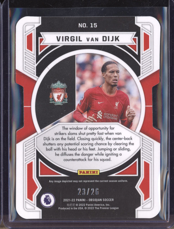 Virgil van Dijk 2021-22 Panini Obsidian 15 Equinox Red Pulsar 23/26