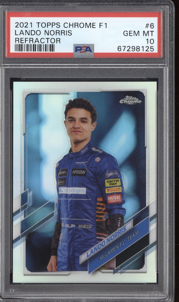 Lando Norris 2021 Topps Chrome 6 Refractor PSA 10