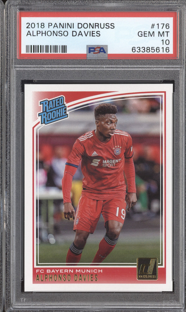 Alphonso Davies 2018-19 Panini Donruss Soccer 176 RC PSA 10