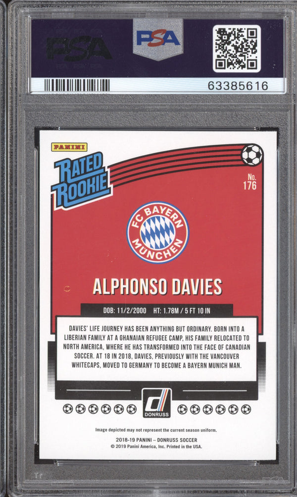 Alphonso Davies 2018-19 Panini Donruss Soccer 176 RC PSA 10