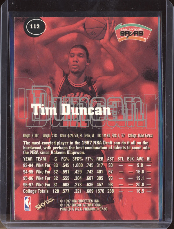 Tim Duncan 1997-98 Skybox Premium 112 RC