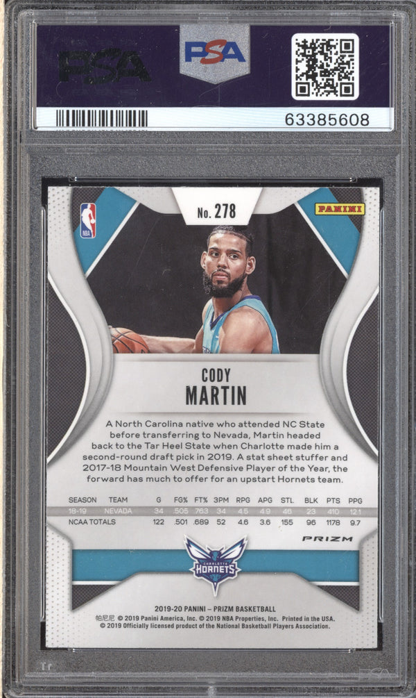 Cody Martin 2019-20 Panini Prizm 278 Silver RC PSA 9