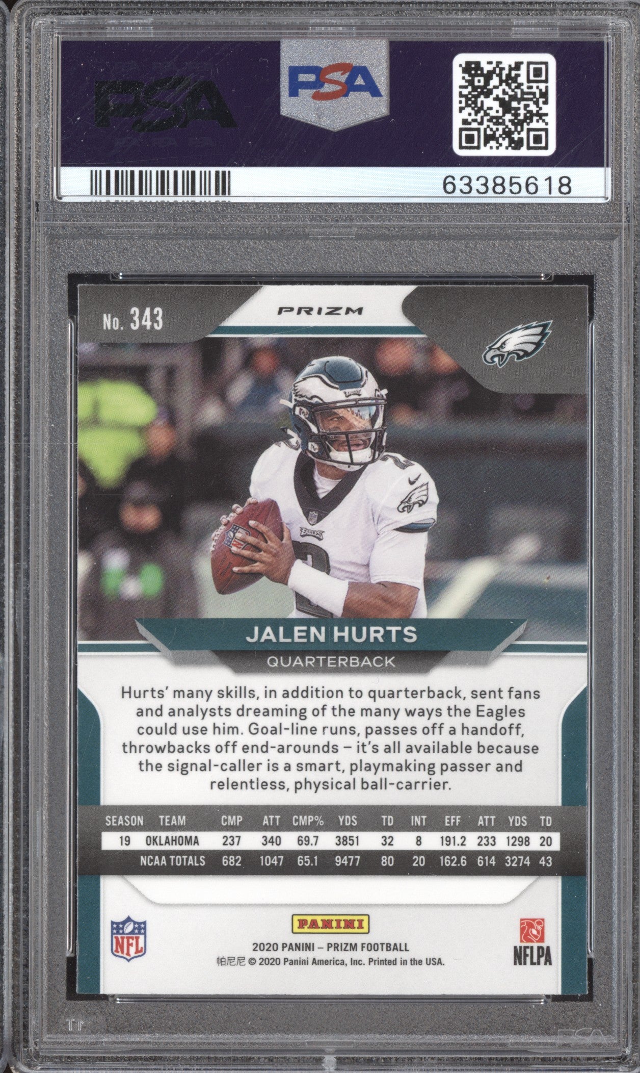 Jalen Hurts 2020 Panini Prizm 343 Red White Blue RC PSA 10