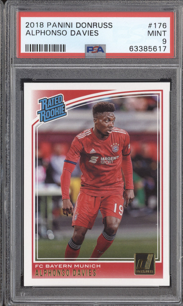 Alphonso Davies 2018-19 Panini Donruss Soccer 176 RC PSA 9