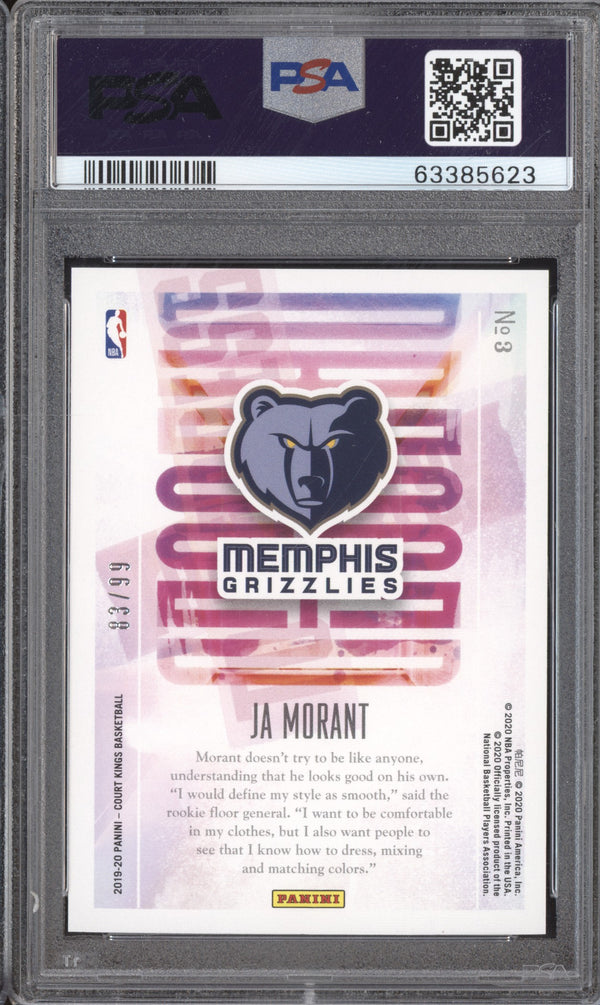 Ja Morant 2019-20 Panini Court Kings 3 Dressed to Impress Amethyst RC 83/99 PSA 10