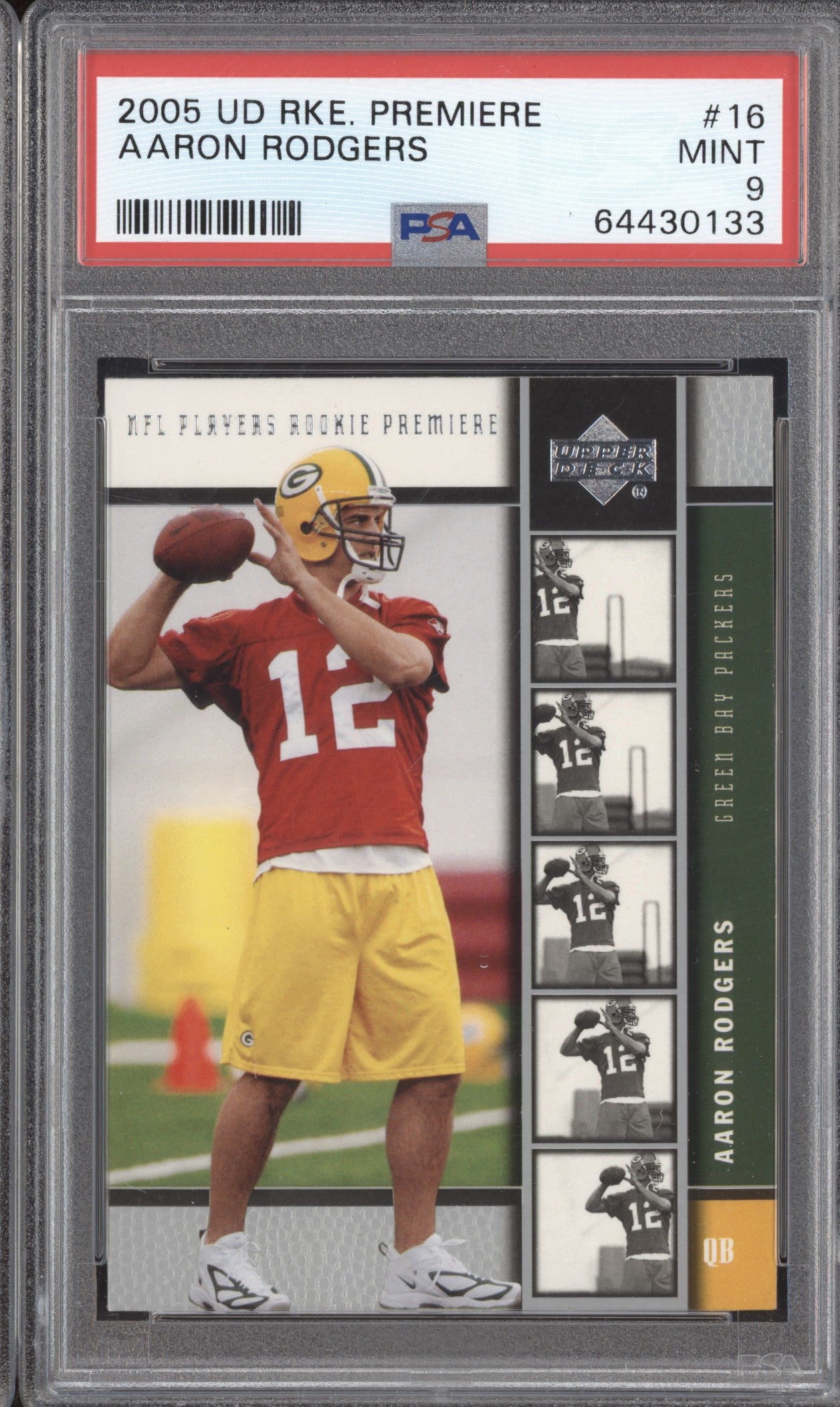 Aaron Rodgers 2005 Upper Deck Rookie Premiere 16 RC PSA 9