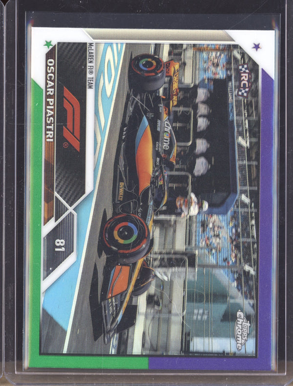 Oscar Piastri 2023 Topps Chrome Formula 1 42 Purple Green RC