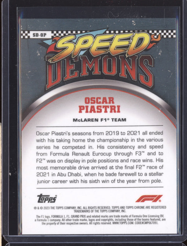 Oscar Piastri 2023 Topps Chrome Formula 1 SD-OP Speed Demons RC