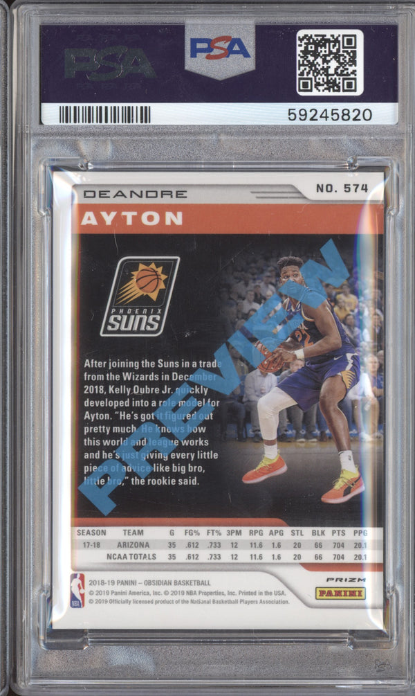 DeAndre Ayton 2018-19 Panini Chronicles 574 Obsidian RC PSA 9