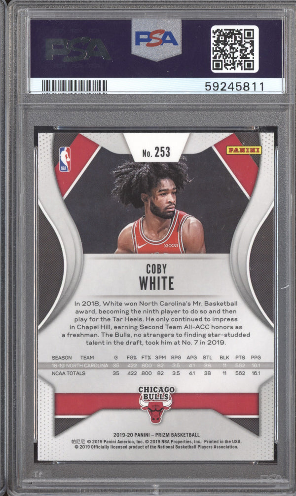 Coby White 2019-20 Panini Prizm 253 RC PSA 9