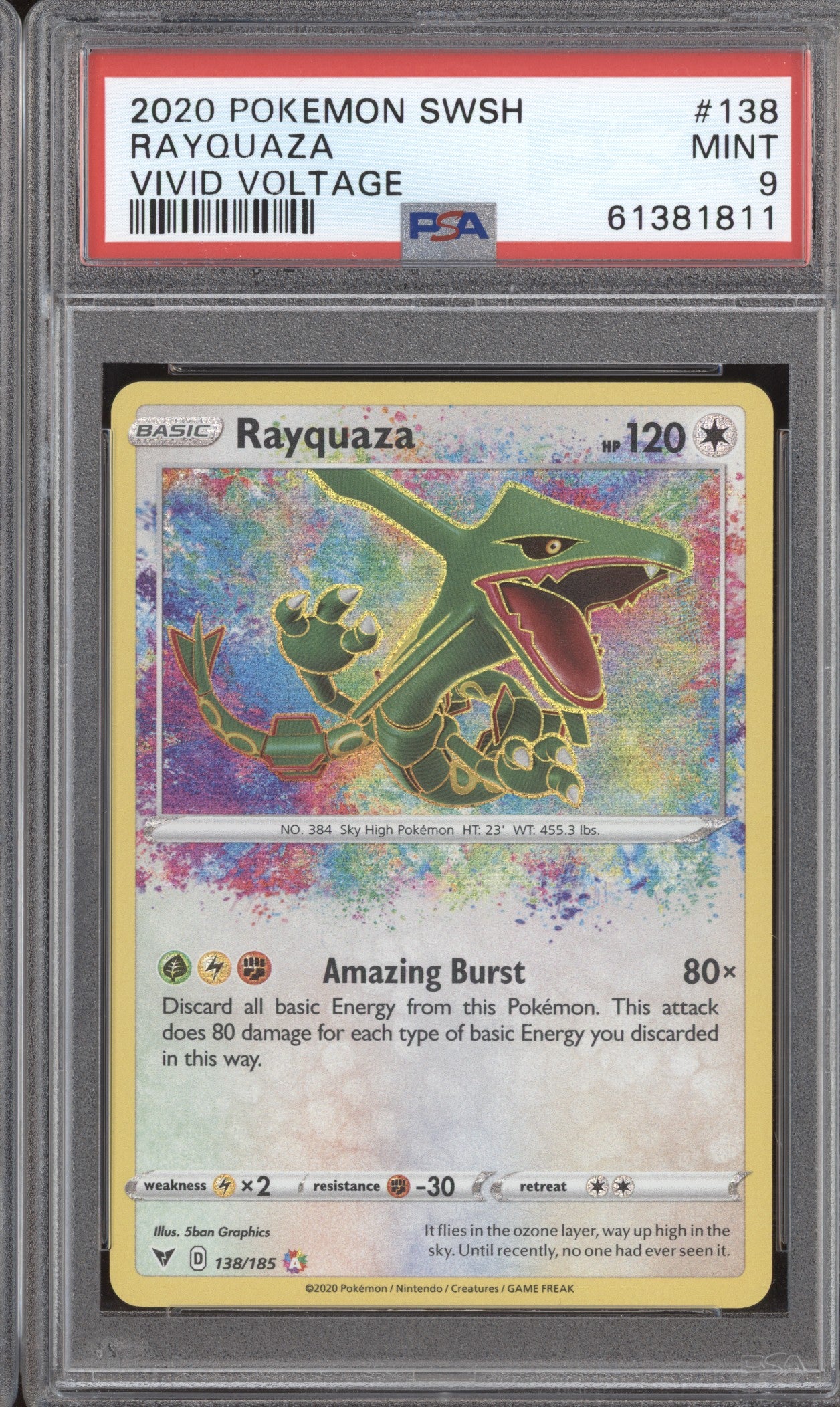 Rayquaza 2020 Pokemon Vivid Voltage 138/185 Amazing Rare PSA 9