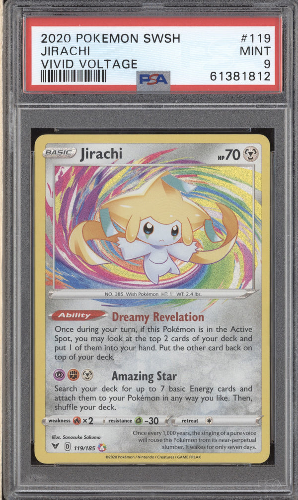 Jirachi 2020 Pokemon Vivid Voltage 119/185 Amazing Rare PSA 9